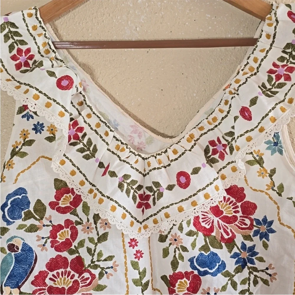 SÉZANE x FARM RIO Floral Ruffle Top sz US 8 / FR 40 NWOT - Picture 3 of 12